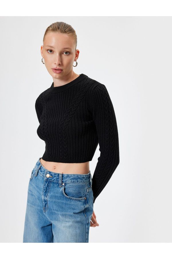 Koton Koton Knitwear Crop Sweater Long Sleeve Hair Knit Textured