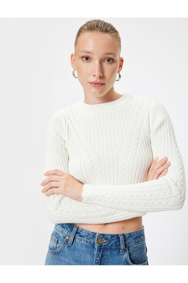 Koton Koton Knitwear Crop Sweater Long Sleeve Hair Knit Textured