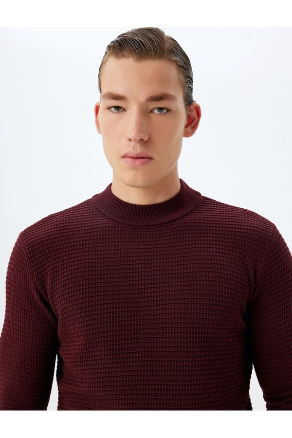 Koton Koton Knitwear Sweater Crew Neck Basic Textured Cotton Blend