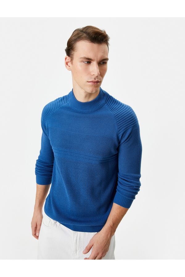 Koton Koton Knitwear Sweater Slim Fit Textured Crew Neck Long Sleeve