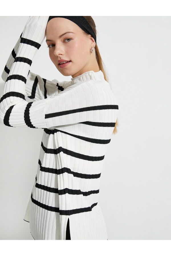 Koton Koton Knitwear Sweater Standing Neck Ribbed Off Shoulders