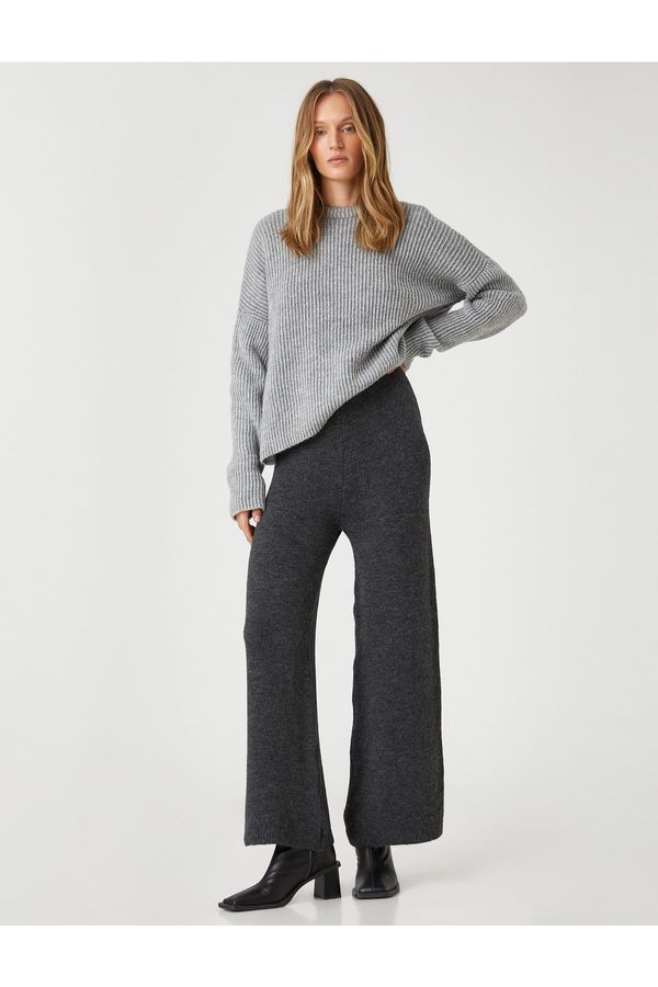 Koton Koton Knitwear Trousers Wide Leg Elastic Waist