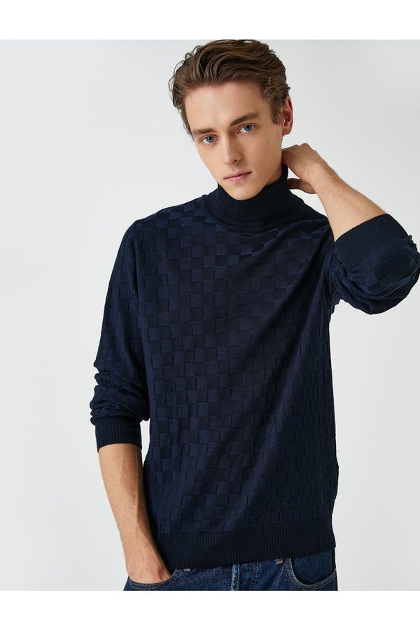 Koton Koton Knitwear Turtleneck Sweater Long Sleeve Check