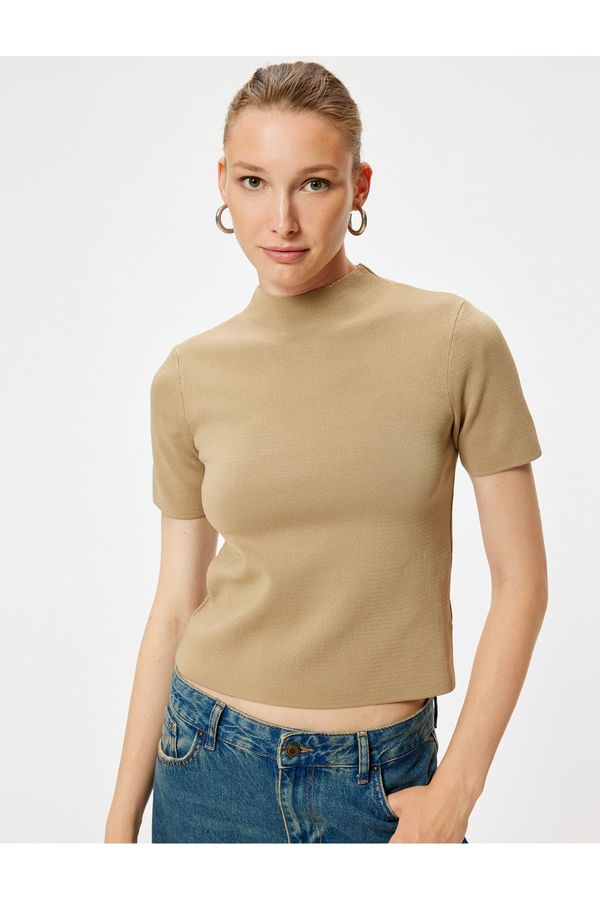 Koton Koton KTN - Short Sleeve Basic Knitwear Sweater Stand Collar