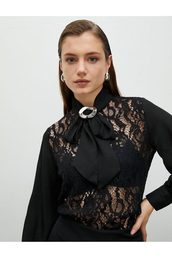 Koton Koton Lace Blouse Neck Neck Balloon Sleeve