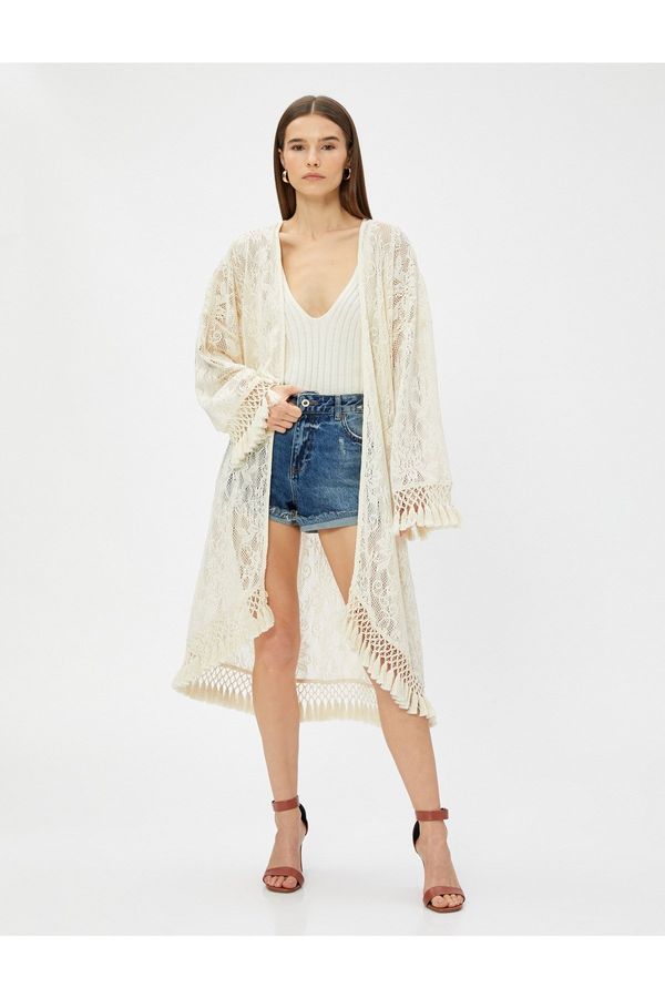 Koton Koton Lace Cardigan Tasseled Relax Fit