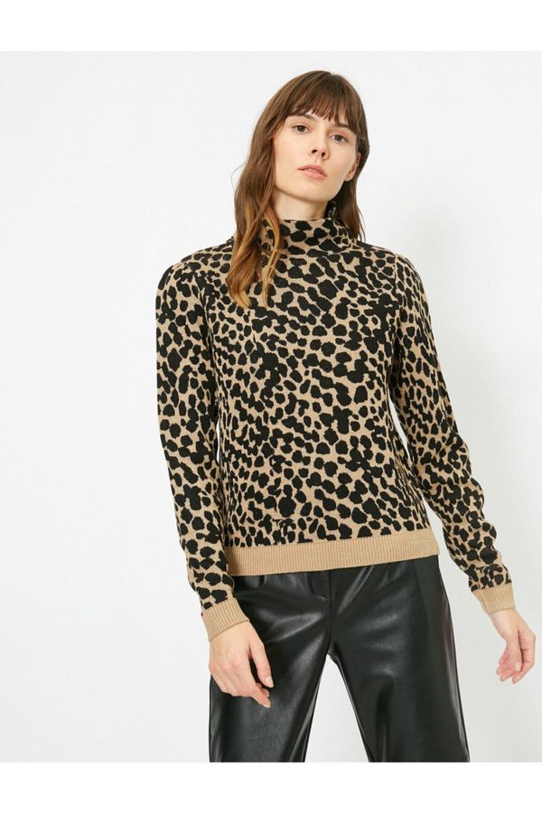 Koton Koton Leopard Patterned Knitwear Sweater