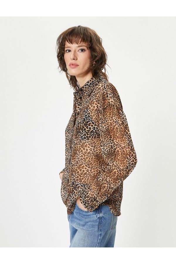 Koton Koton Leopard Patterned Shirt Long Sleeve Buttoned