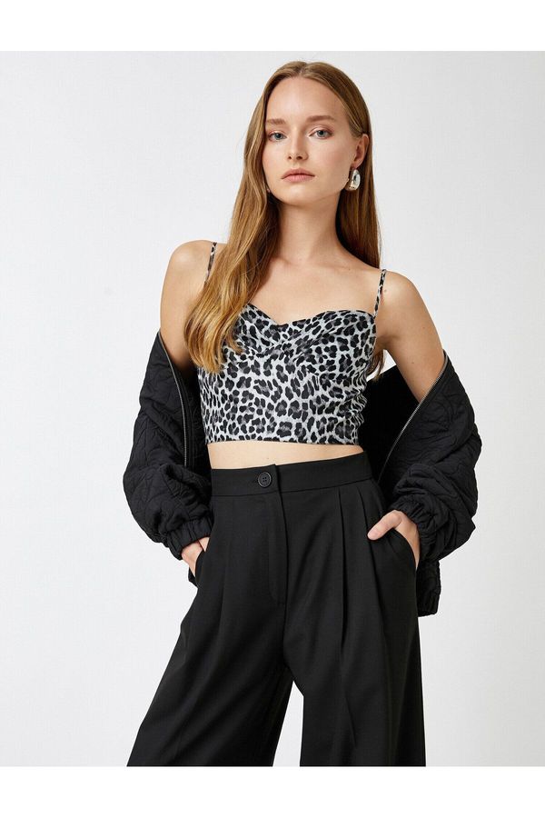Koton Koton Leopard Patterned Thin Hanger Crop Singlet