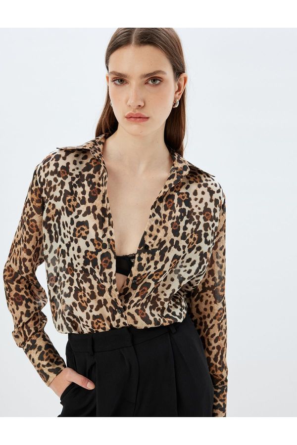 Koton Koton Leopard Print Shirt Regular Fit Long Sleeve