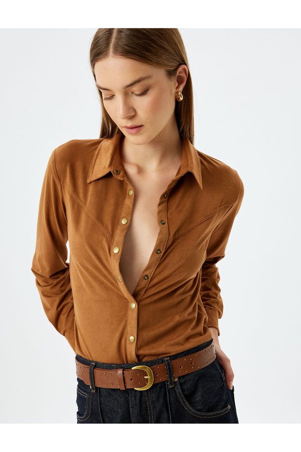 Koton Koton Light Brown Women's Shirt