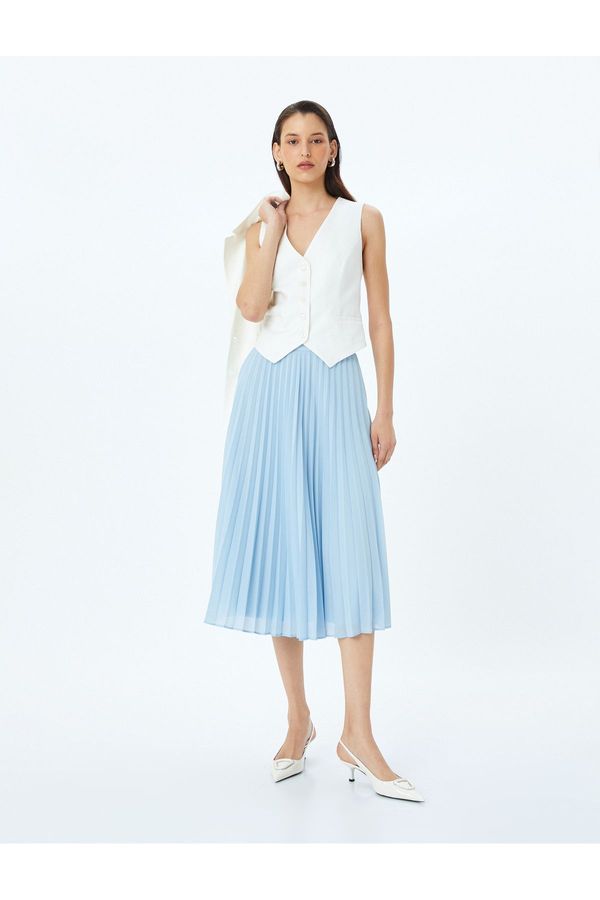 Koton Koton Lined Standard Waist Midi Length Pleated Skirt