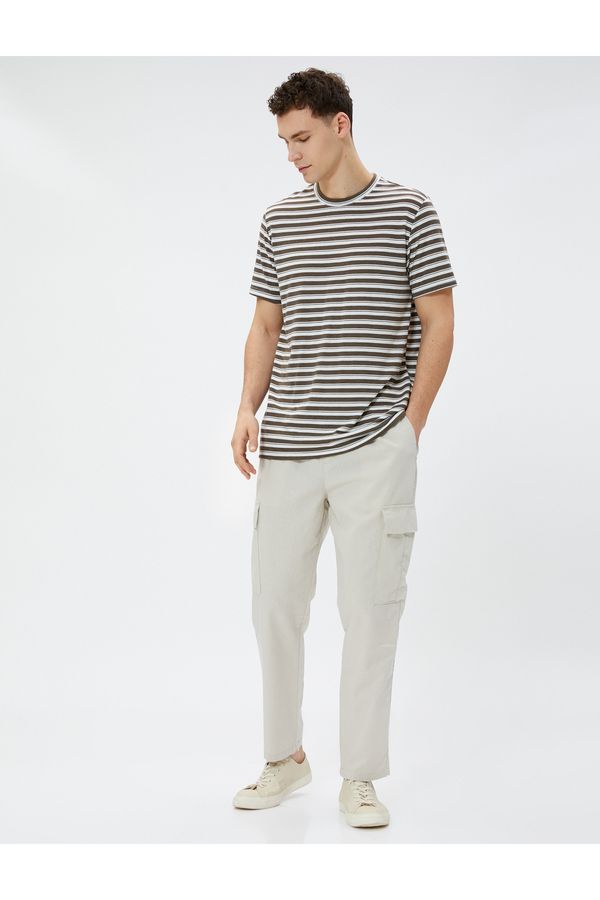 Koton Koton Linen Blend Cargo Pants with Pockets and Tie Waist
