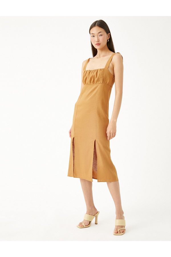 Koton Koton Linen Blend Midi Length Dress