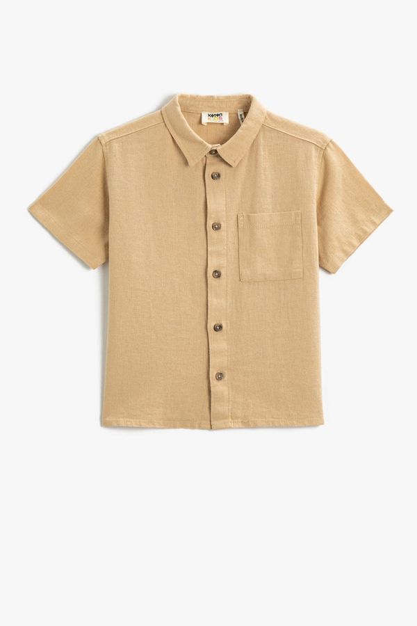 Koton Koton Linen Blend Shirt Short Sleeve