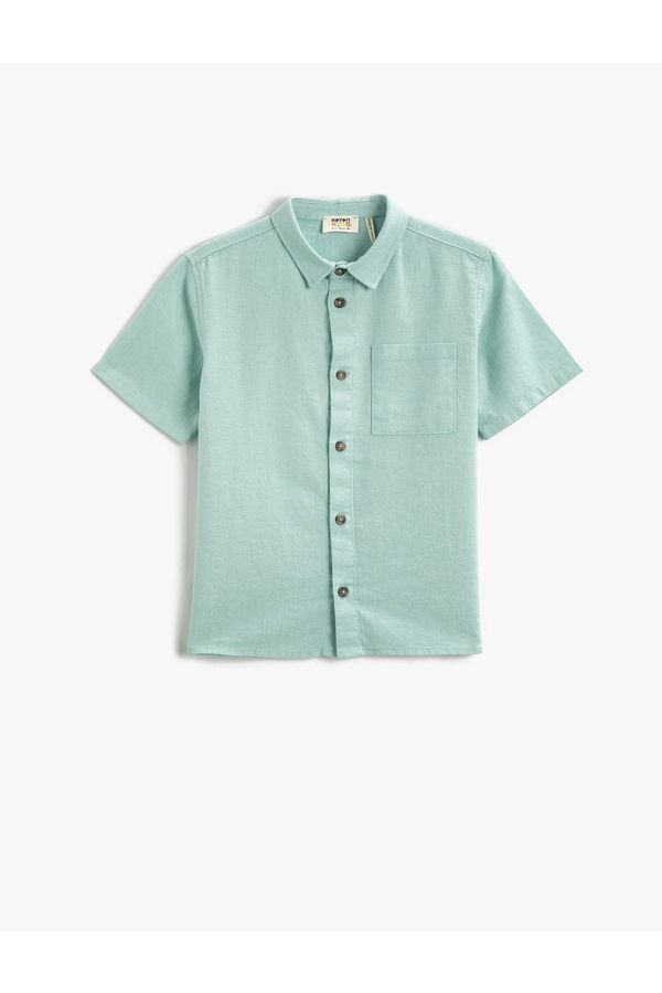 Koton Koton Linen Blend Shirt Short Sleeve