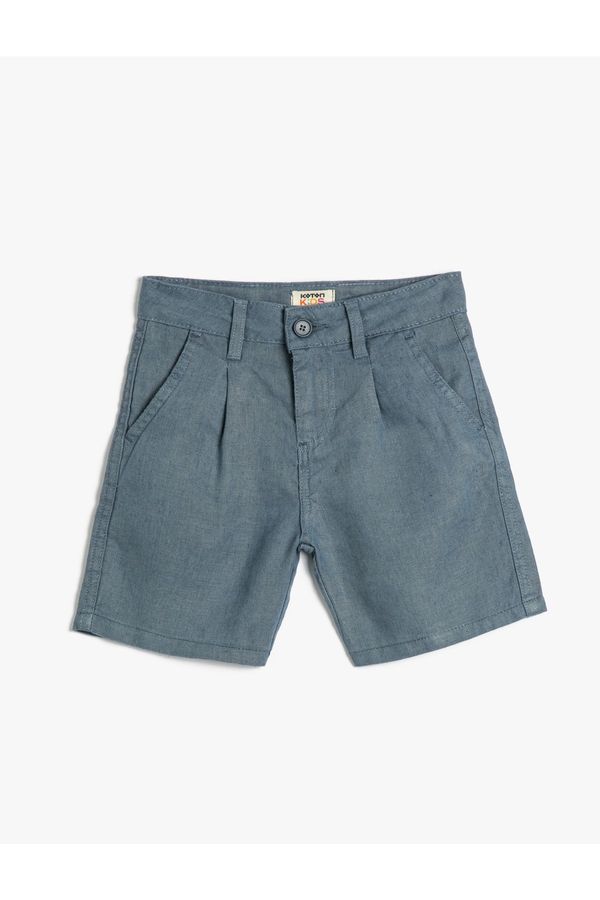 Koton Koton Linen Shorts with Pockets and Buttons