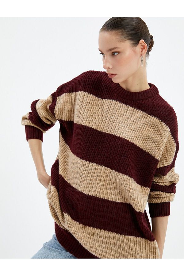 Koton Koton Long Knitted Sweater Knitwear Long Sleeve Crew Neck