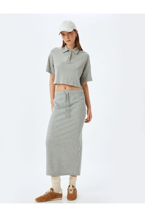Koton Koton Long Pencil Skirt with Three Thread Waist Tie and Elastic