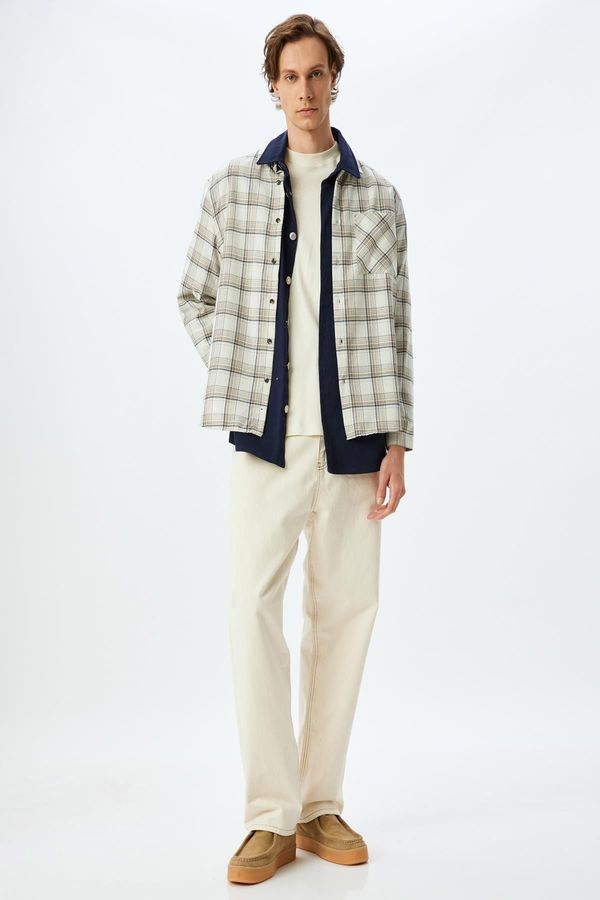 Koton Koton Long Sleeve Pocket Cotton Blend Lumberjack Shirt