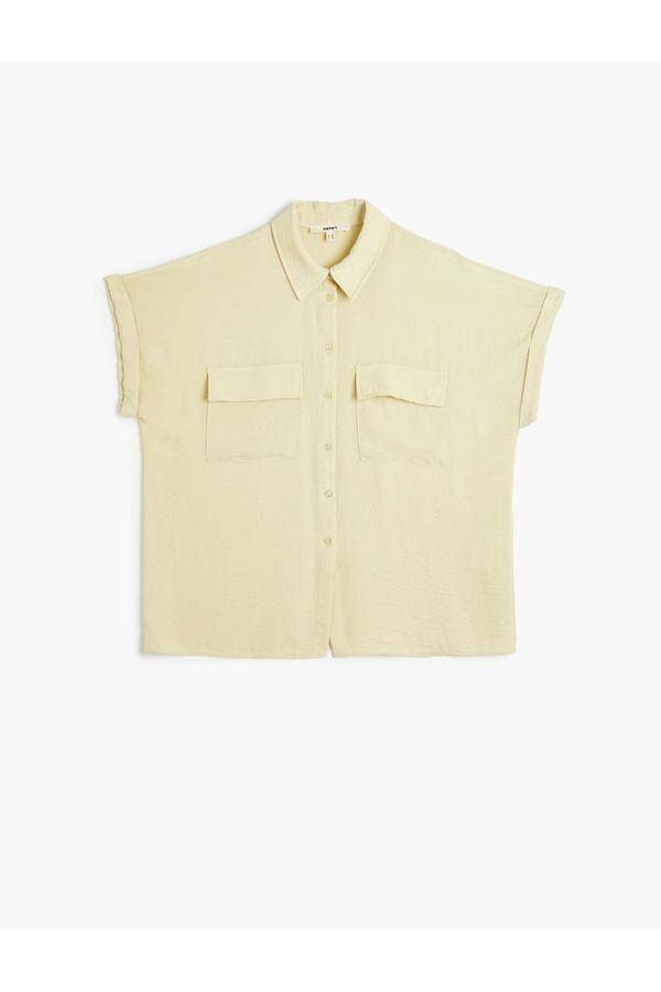 Koton Koton Loose Fit Pocket Detailed Aerobin Fabric Short Sleeve Polo Neck T-Shirt