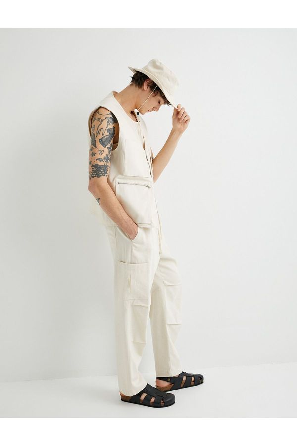 Koton Koton Loose Trousers With Cargo Pockets Relaxed Cut Waist Tied