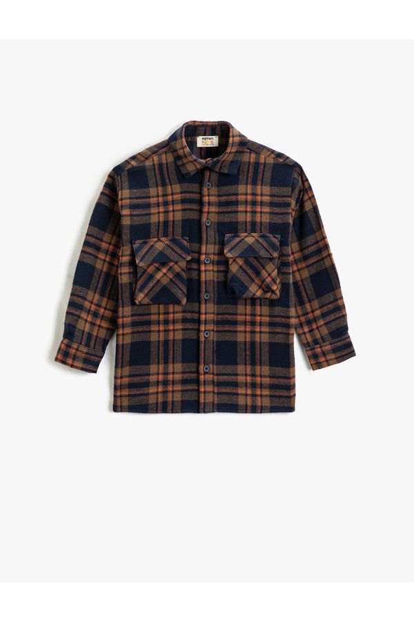 Koton Koton Lumberjack Shirt with Double Flap Pockets Long Sleeve