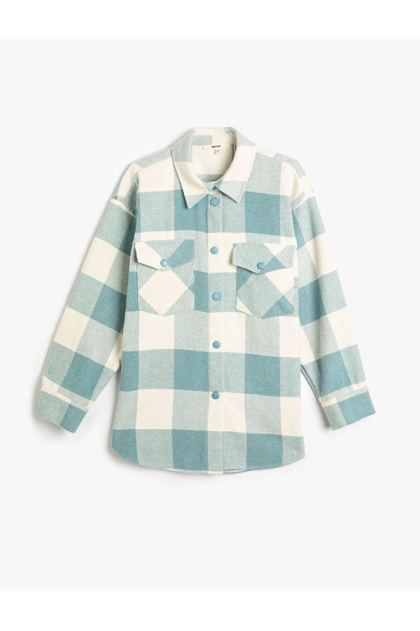 Koton Koton Lumberjack Shirt with Pocket Detail Buttons Relaxed Cut