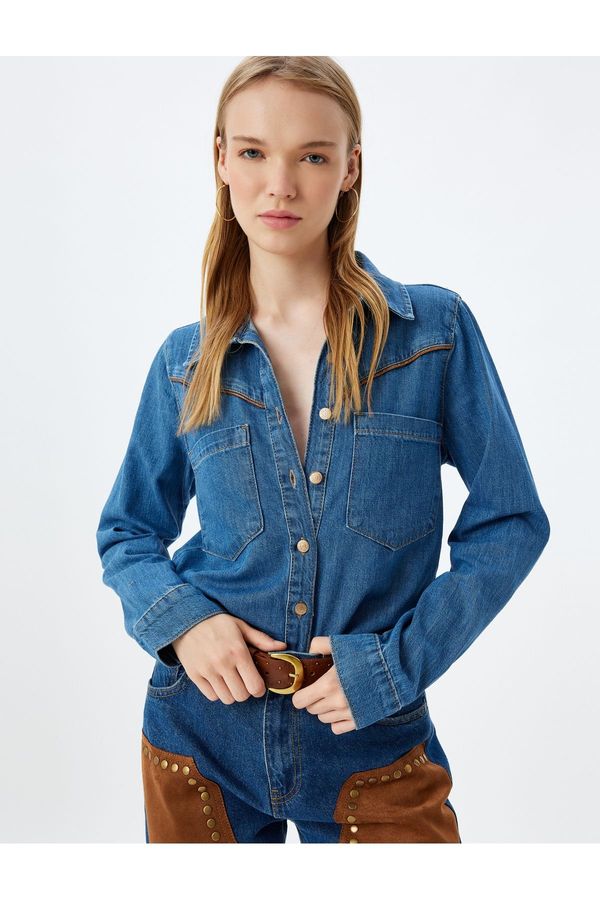Koton Koton Medium Indigo Women's Shirt