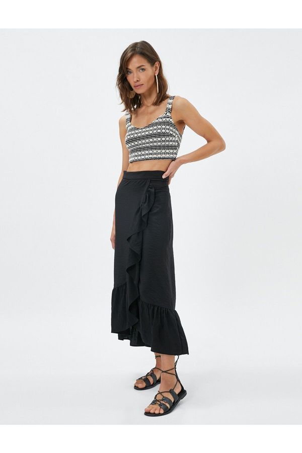 Koton Koton Melis Agazat X Cotton - Asymmetrical Midi Skirt With Frills