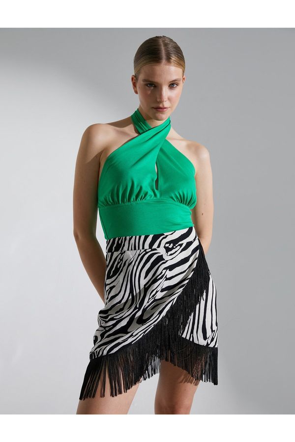 Koton Koton Melis Ağazat X Cotton - Tasseled Wrapover Mini Skirt
