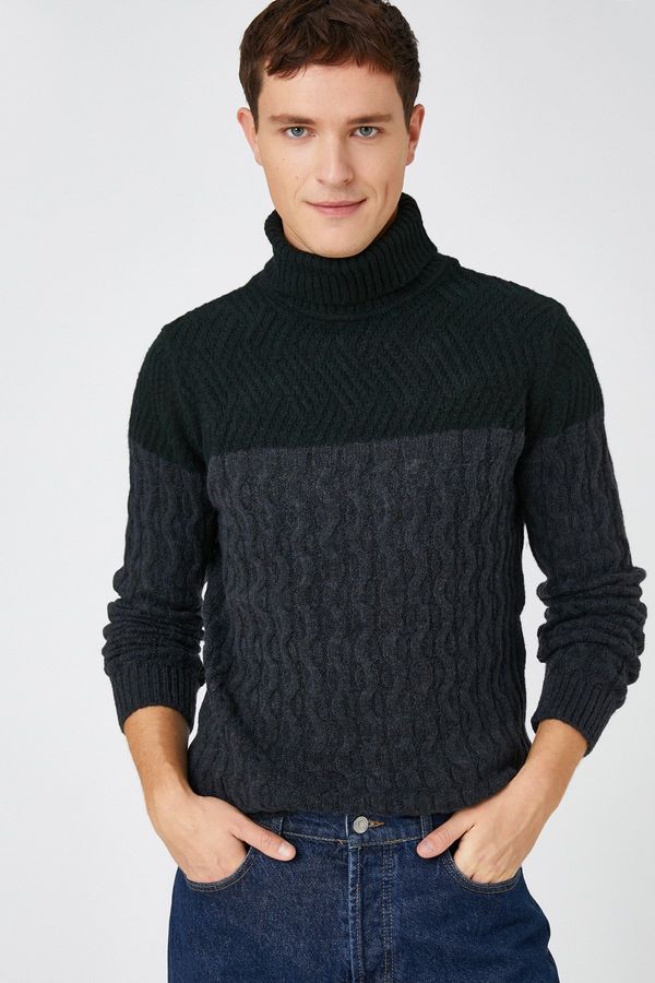 Koton Koton Men's Anthracite Patterned Sweater