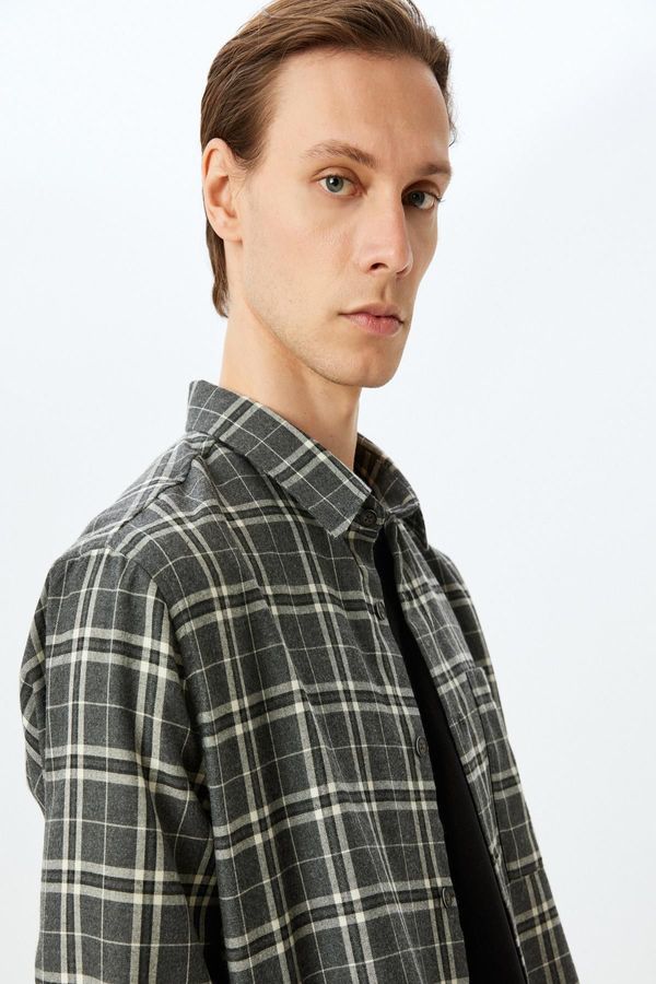 Koton Koton Men's Black Plaid Shirt