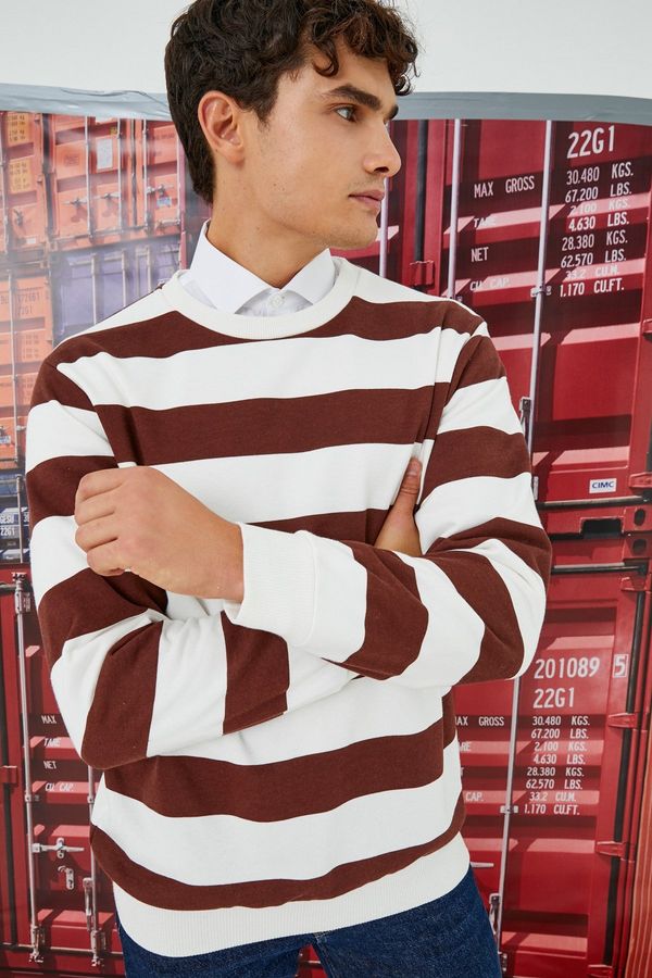 Koton Koton Men's Brown Striped Sweatshirt