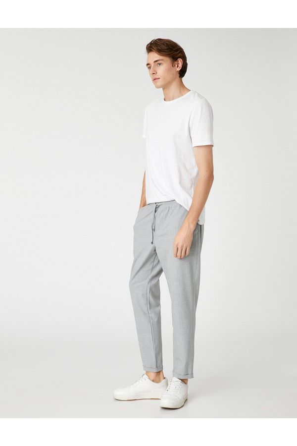 Koton Koton Men's Clothing. Basic Woven Trousers with Tie Waist, Pocket Detailed