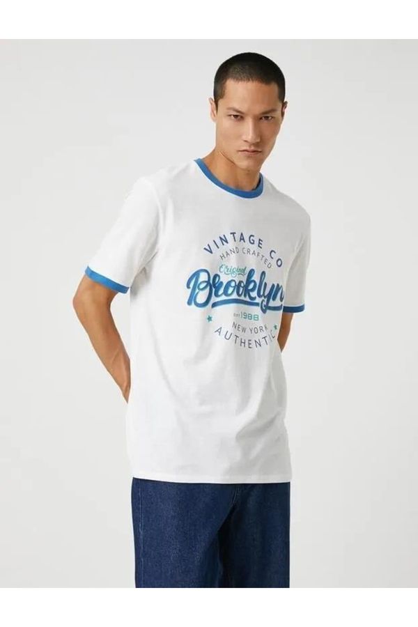 Koton Koton Men's College T-Shirt Printed Crew Neck Short Sleeve