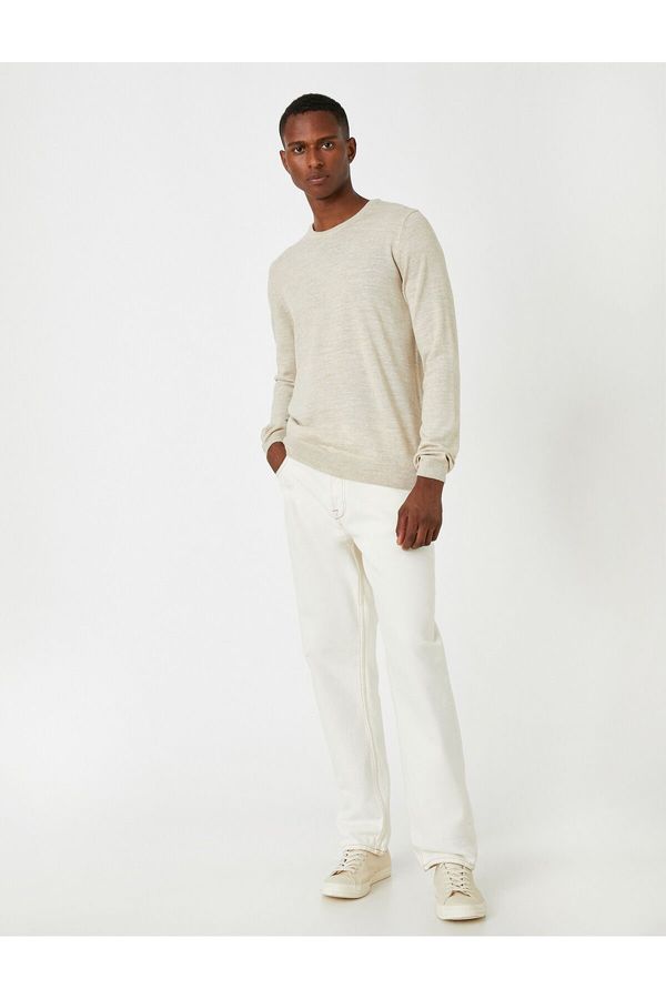 Koton Koton Men's Ecru Basic Sweater