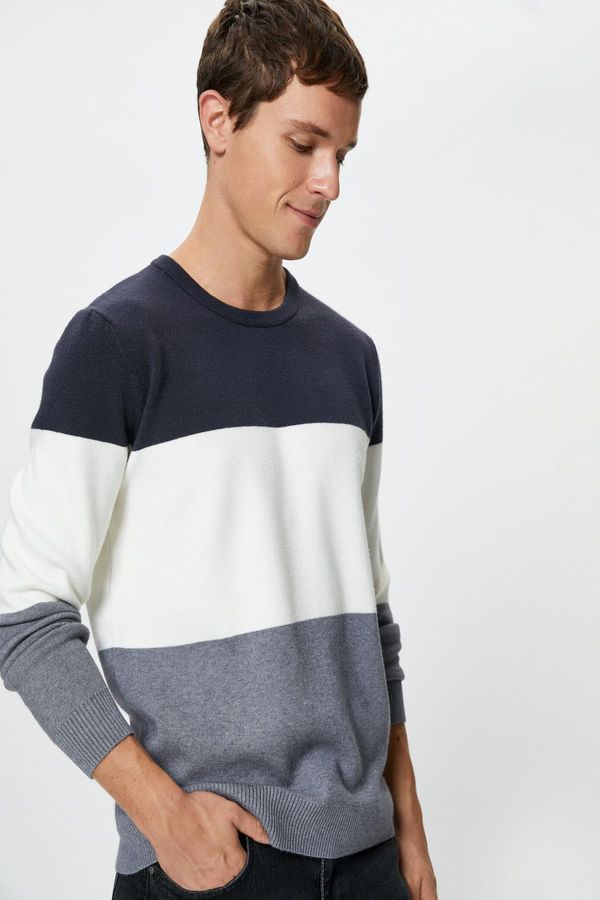 Koton Koton Men's Navy Blue Striped Sweater