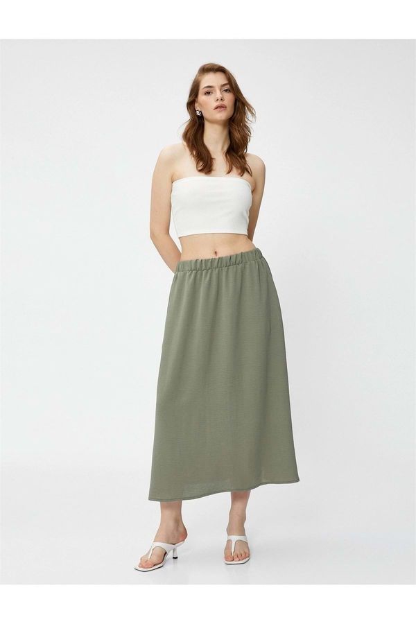 Koton Koton Midi Length Flared Skirt Elastic Waist