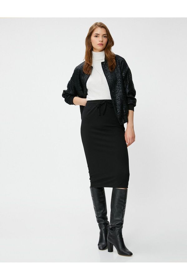 Koton Koton Midi Pencil Skirt with Tie Waist