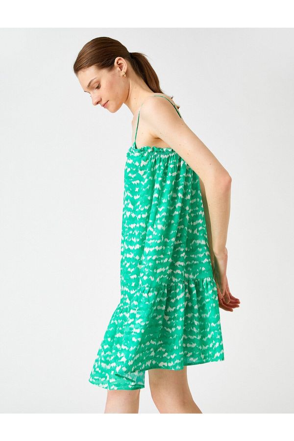 Koton Koton Mini Dress Patterned Square Neck Thin Straps