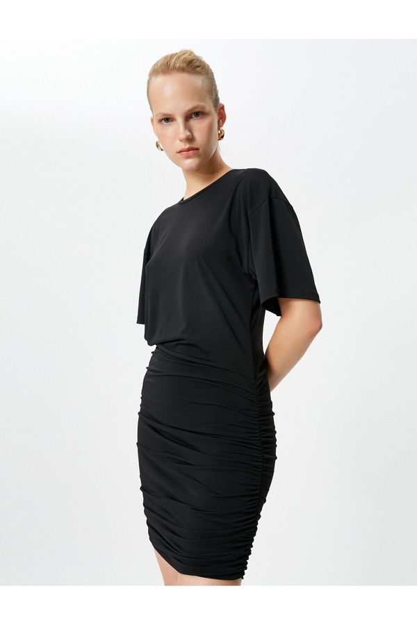 Koton Koton Mini Dress Short Sleeve Crew Neck Draped