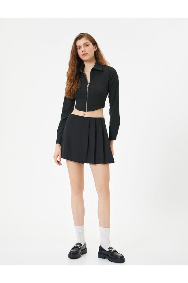 Koton Koton Mini Short Skirt Pleated Slim Fit