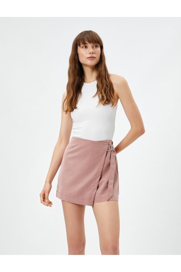 Koton Koton Mini Shorts Skirt Modal Blend Belt Detailed