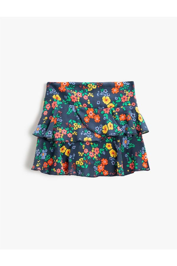 Koton Koton Mini Skirt Floral Frilled Elastic Waist