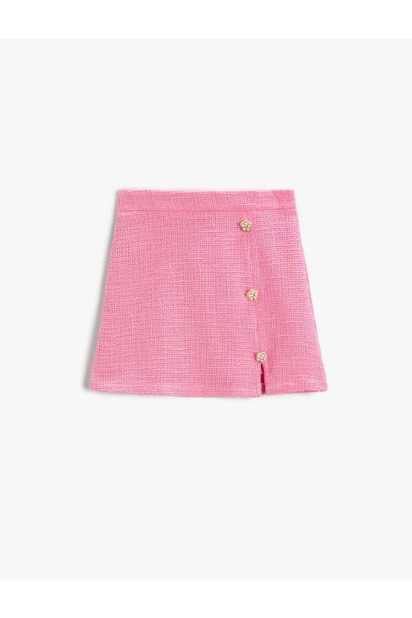 Koton Koton Mini Skirt With Pearl Buttons, Cotton