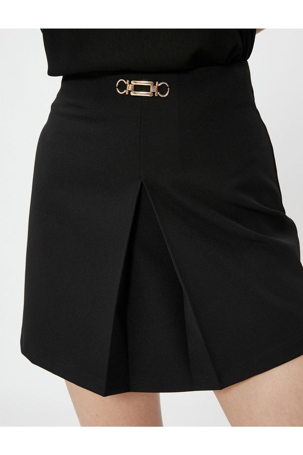 Koton Koton Mini Skirt With Pleat Detailed Metal Accessories