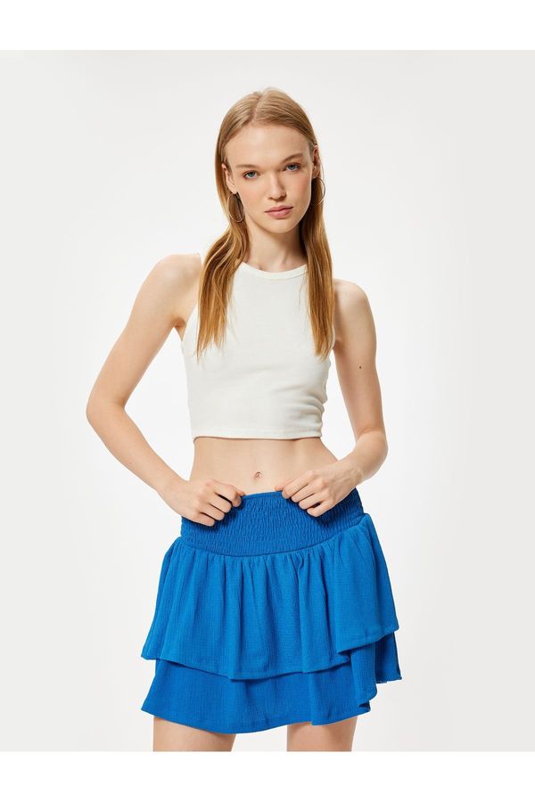 Koton Koton Mini Skirt Wrapped Gimped Layered Waist With Elastic Waist Comfortable Fit