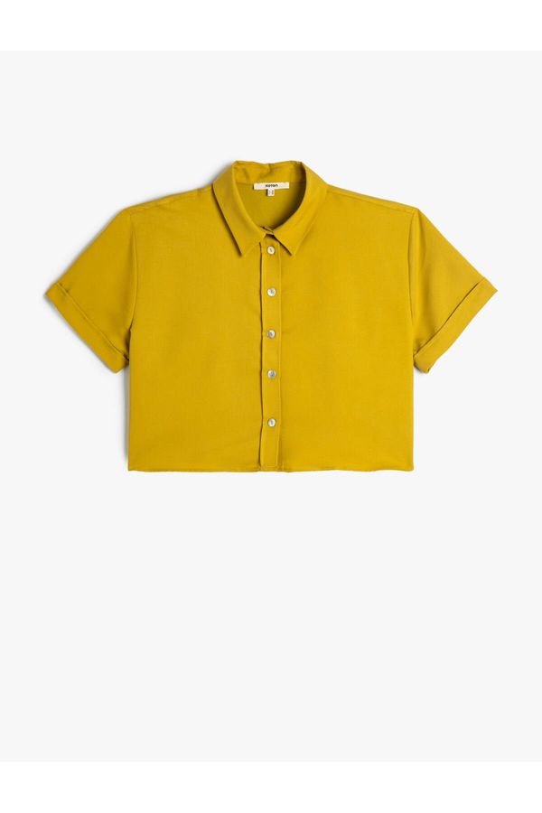 Koton Koton Modal Blended Crop Shirt Short Sleeve Buttoned