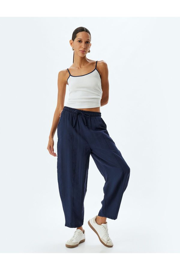 Koton Koton Modal Fabric Pocket Elastic Waist Tied Balloon Trousers